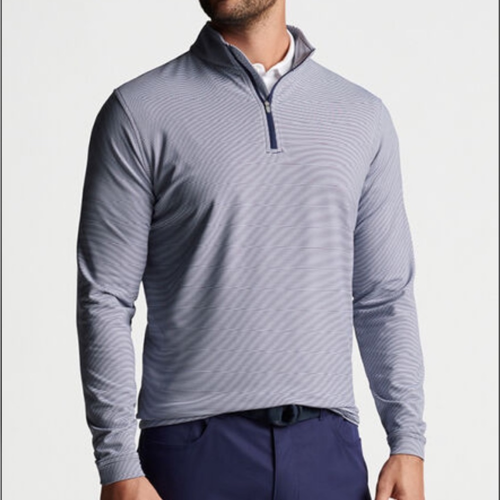 Peter Millar Crown Sport Perth Sugar Stripe Performance Quarter-Zip. Sz L, NWOT